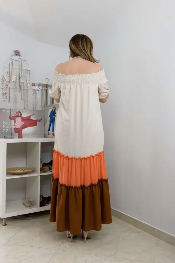 Mealys Abito con balze e spalle scoperte taglie comode Outlet