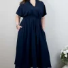 Mat Fashion Abito con cintura e maniche a petalo taglie comode Best