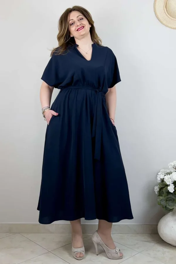 Mat Fashion Abito con cintura e maniche a petalo taglie comode Best