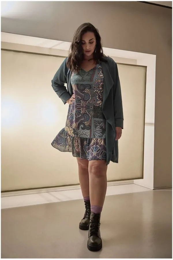 SPG Woman Abito con ruches e fantasia paisley Clearance