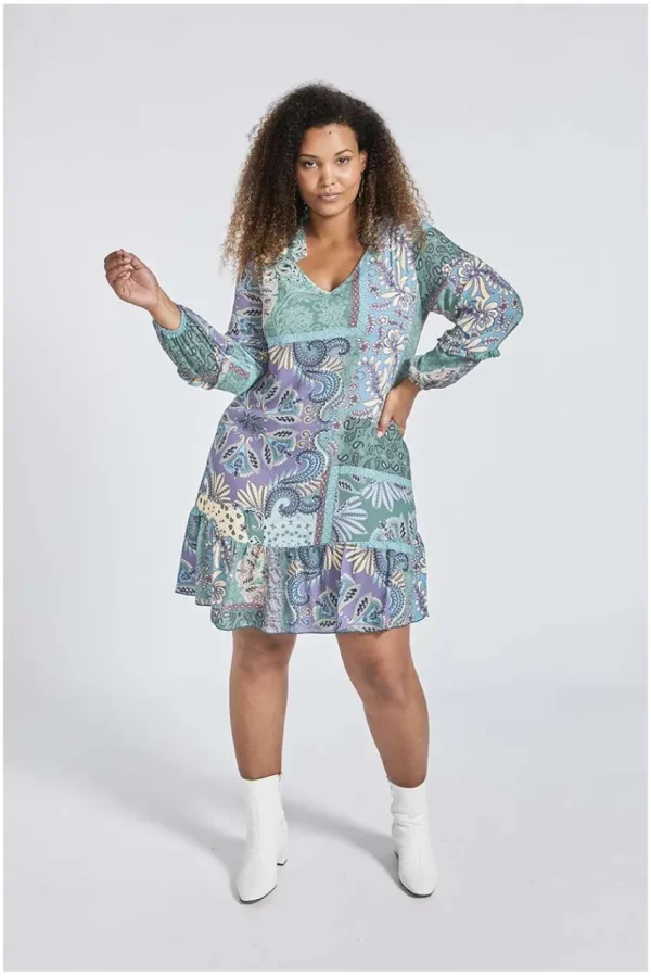 SPG Woman Abito con ruches e fantasia paisley Clearance