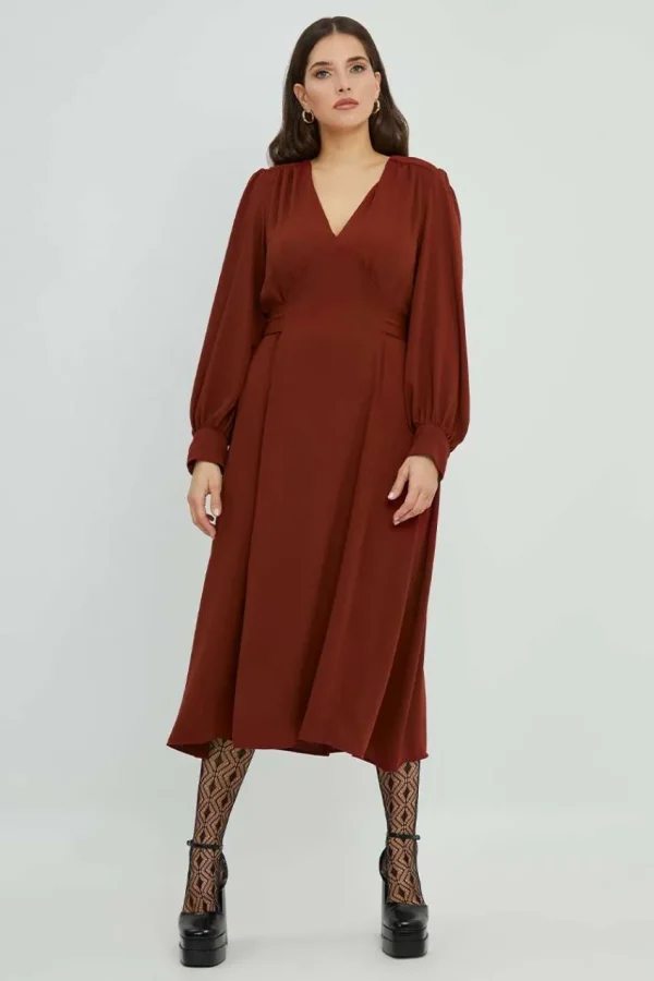 Mat Fashion Abito con scollo a V midi taglie comode Discount
