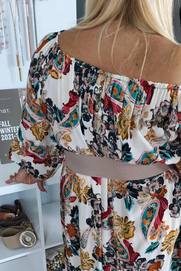 Donna Curvy Abito con spalle scoperte e stampa paisley taglie comode New