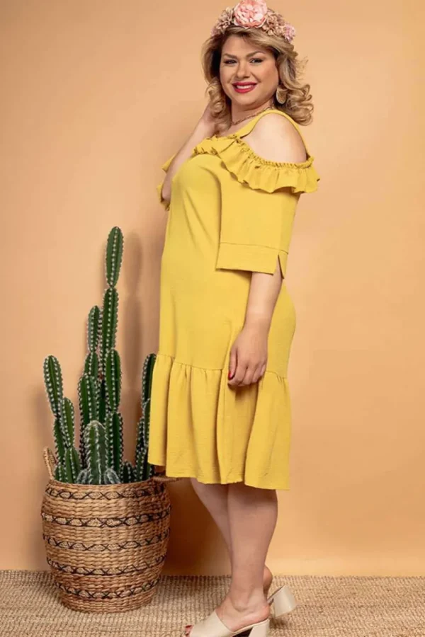 Donna Curvy Abito con spalle scoperte taglie forti Best