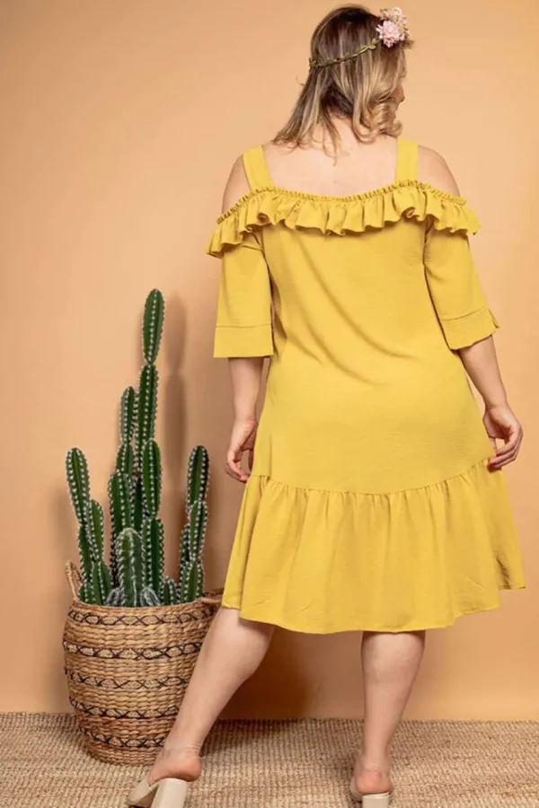 Donna Curvy Abito con spalle scoperte taglie forti Best
