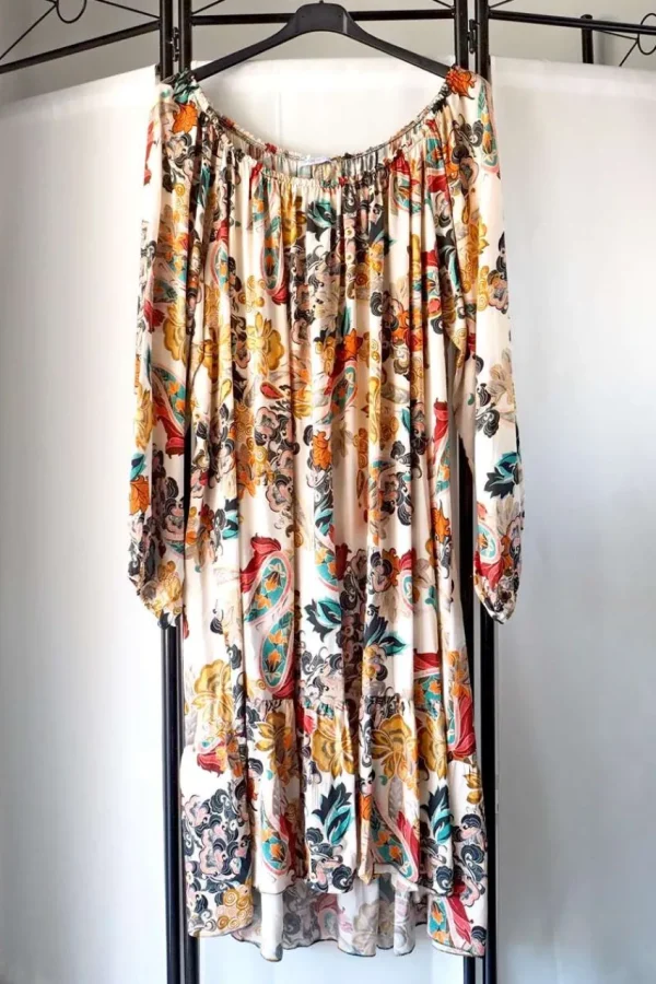 Donna Curvy Abito con spalle scoperte e stampa paisley taglie comode New
