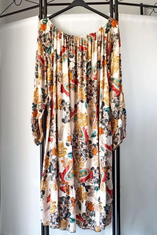 Donna Curvy Abito con spalle scoperte e stampa paisley taglie comode New