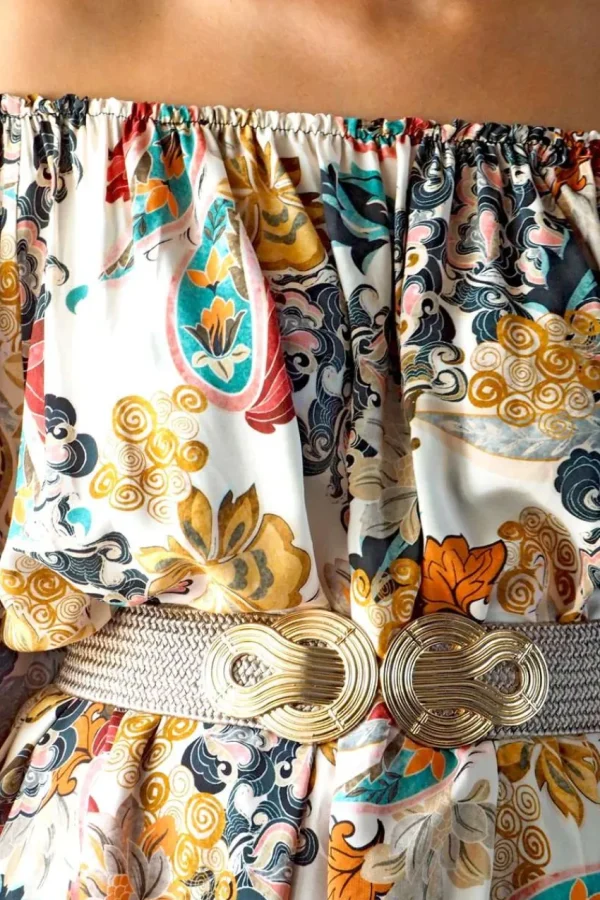 Donna Curvy Abito con spalle scoperte e stampa paisley taglie comode New