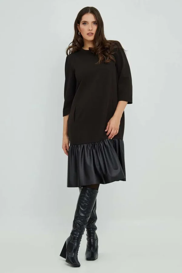 Mat Fashion Abito doppio tessuto con balza Taglie Comode Hot