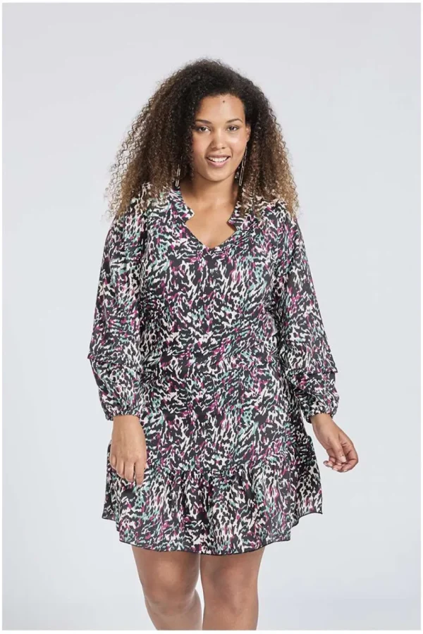 SPG Woman Abito fantasia ruches taglie comode Outlet