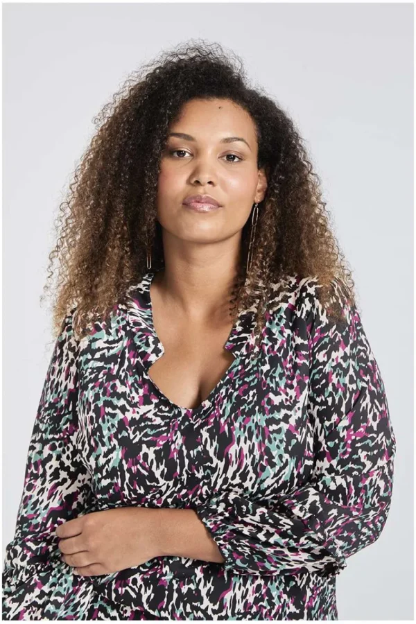 SPG Woman Abito fantasia ruches taglie comode Outlet