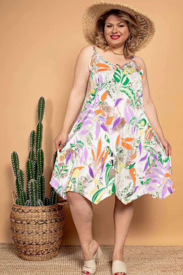 Donna Curvy Abito fantasia tropicale taglie forti Discount