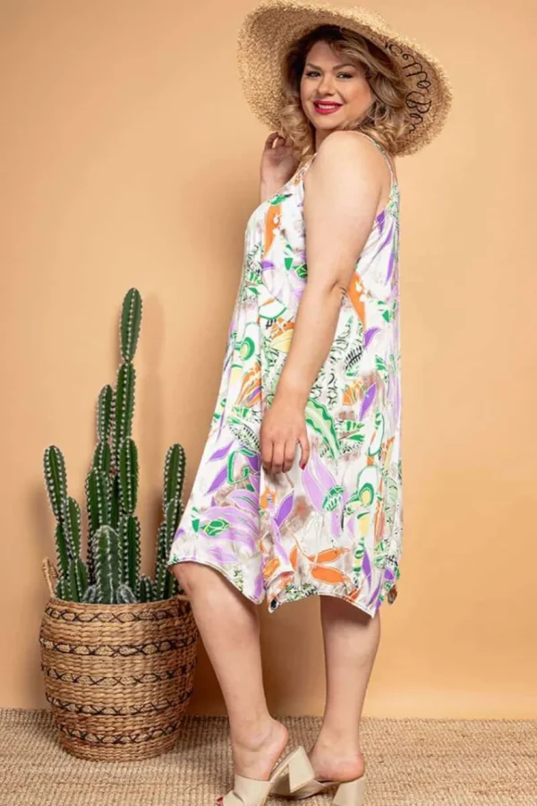 Donna Curvy Abito fantasia tropicale taglie forti Discount