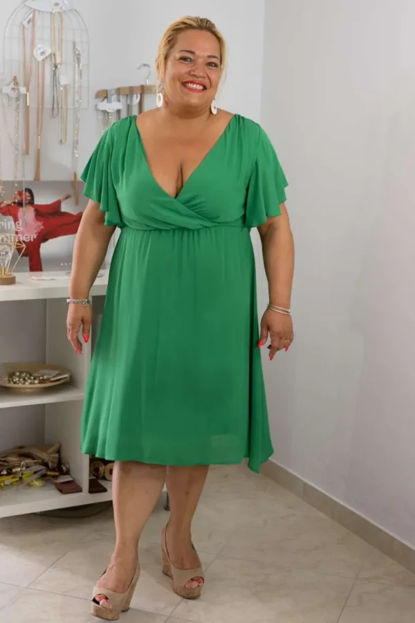 Jiveley Abito georgette incrocio e rouche taglie comode Sale