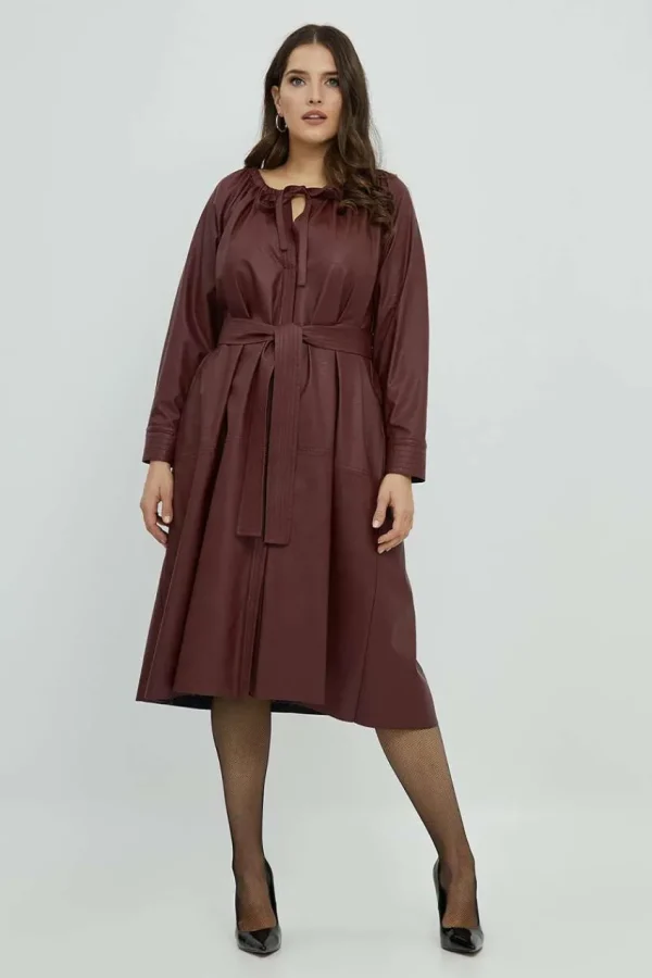 Mat Fashion Abito in ecopelle con cintura Taglie Comode Clearance