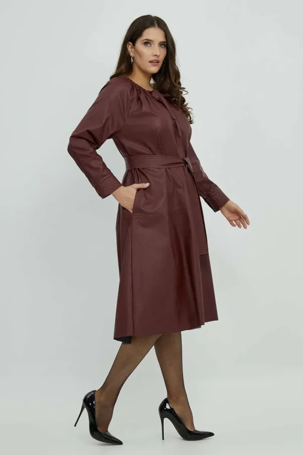 Mat Fashion Abito in ecopelle con cintura Taglie Comode Clearance