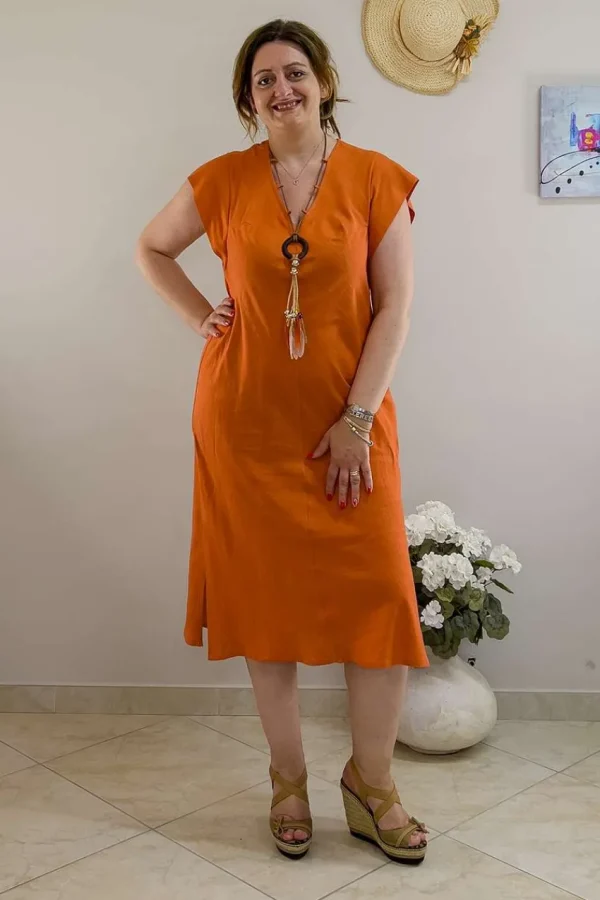 Mealys Abito in lino con collana dreamcatcher taglie comode Online
