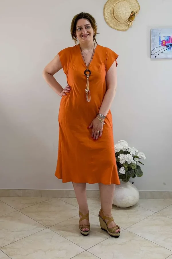 Mealys Abito in lino con collana dreamcatcher taglie comode Online