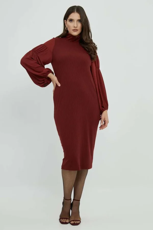 Mat Fashion Abito in maglia a collo alto Taglie Comode Sale