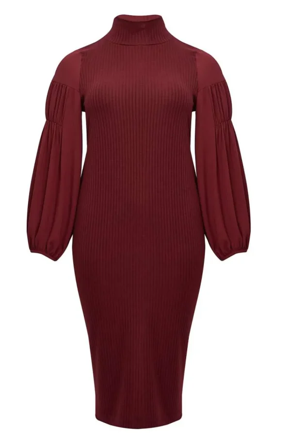 Mat Fashion Abito in maglia a collo alto Taglie Comode Sale