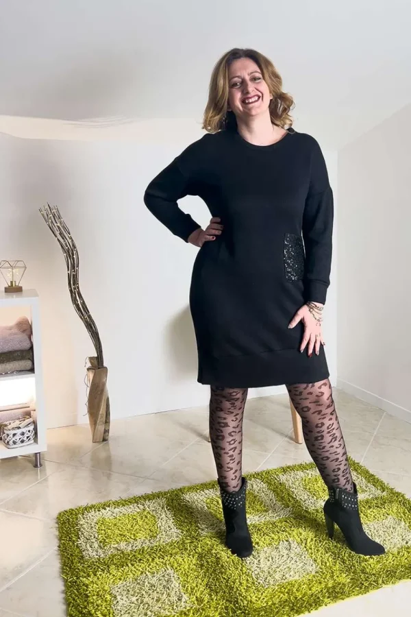 Jiveley Abito in maglia con tasca paillettes taglie comode Outlet