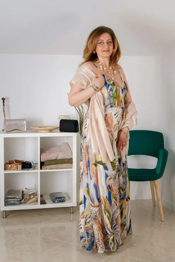 Talissa Mode Abito lungo scollo a v fantasia floreale taglie comode New