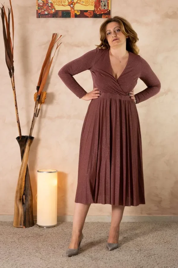 Jiveley Abito lurex con plissè taglie comode Fashion