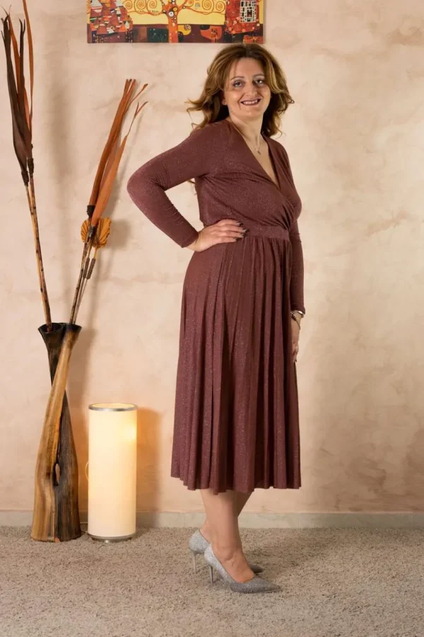 Jiveley Abito lurex con plissè taglie comode Fashion