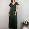 Mat Fashion Abito mezza manica lungo scollo a V taglie comode Hot