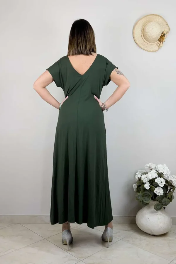 Mat Fashion Abito mezza manica lungo scollo a V taglie comode Hot