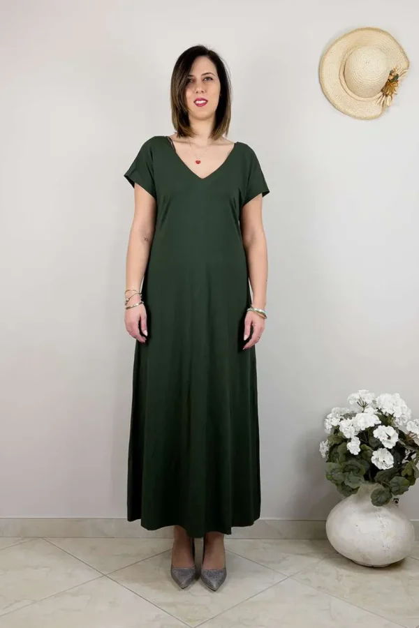 Mat Fashion Abito mezza manica lungo scollo a V taglie comode Hot