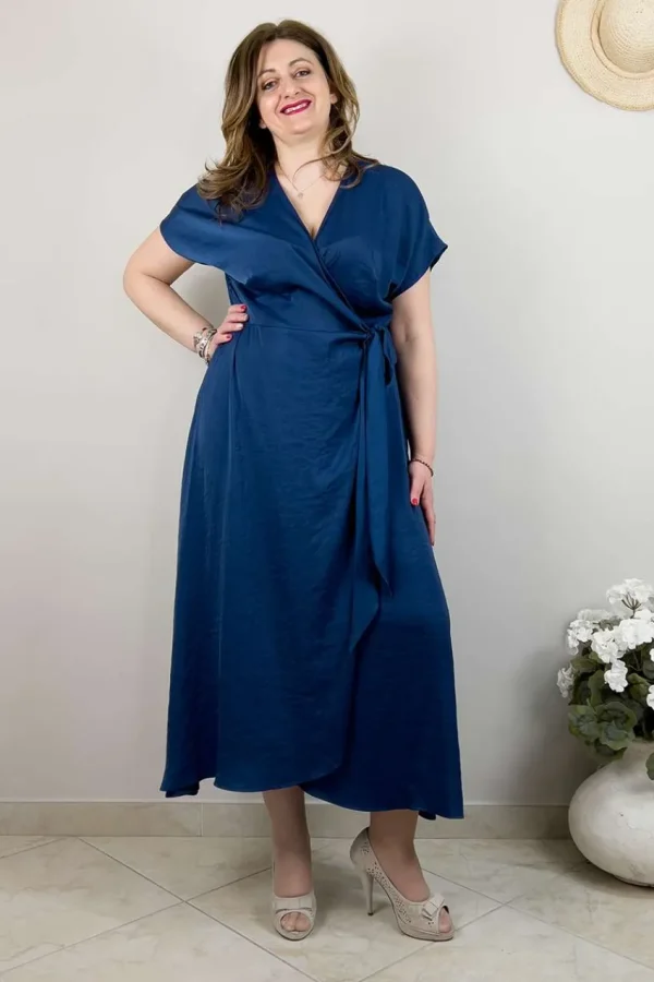 Mat Fashion Abito satin a portafoglio taglie comode Sale