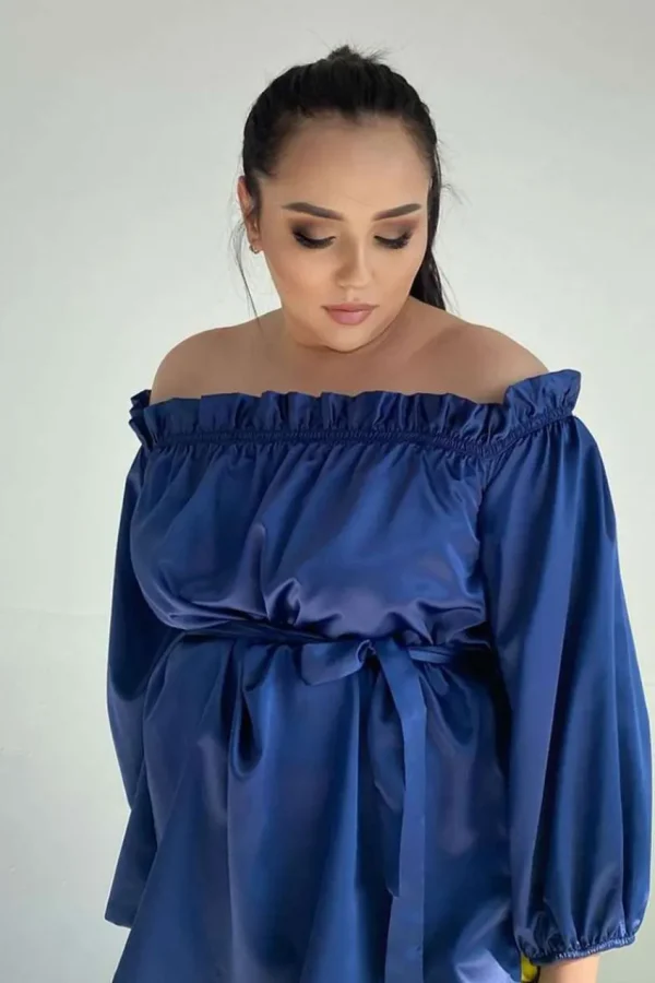 Mat Fashion Abito satin con spalle scoperte taglie comode Discount