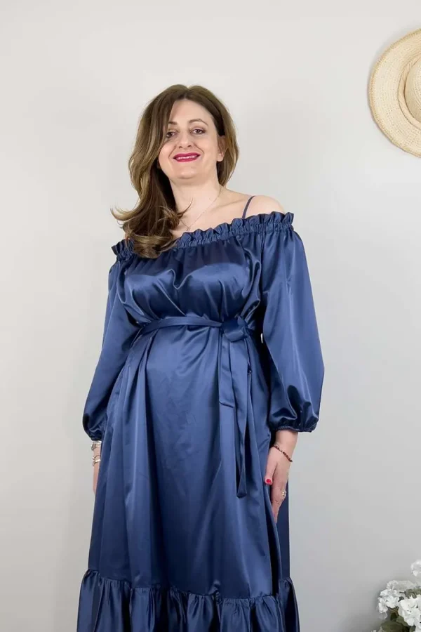 Mat Fashion Abito satin con spalle scoperte taglie comode Discount
