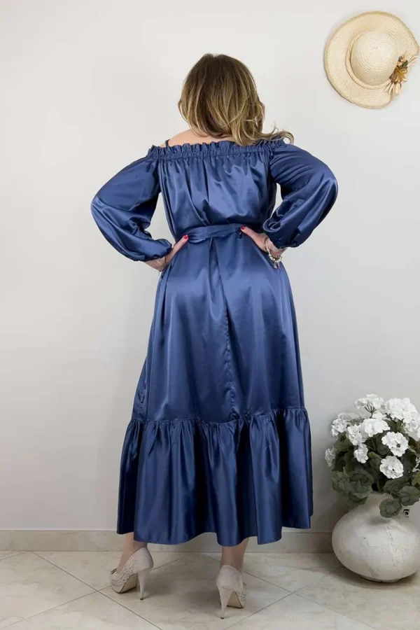 Mat Fashion Abito satin con spalle scoperte taglie comode Discount