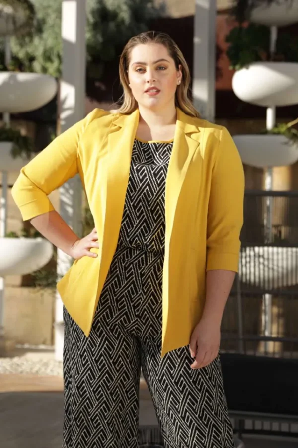Jiveley Blazer con manica a risvolto e tasche taglie comode Outlet