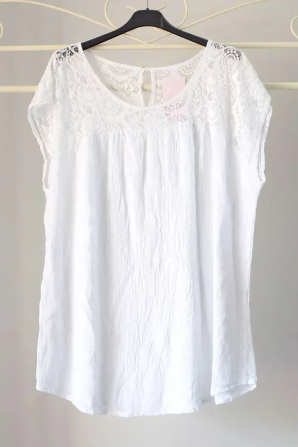 Donna Curvy Blusa a mezze maniche con pizzo taglie forti Online