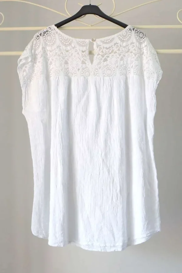 Donna Curvy Blusa a mezze maniche con pizzo taglie forti Online