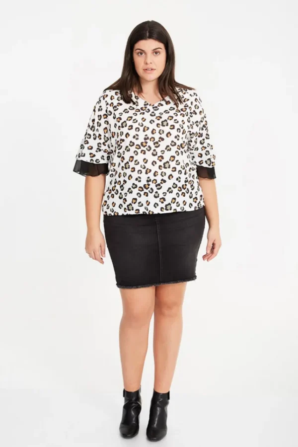 SPG Woman Blusa animalier con volant taglie forti Hot
