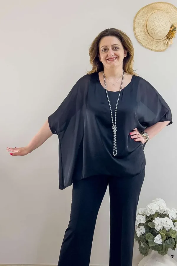 Mealys Blusa Caftano effetto trasparenza taglie comode Outlet