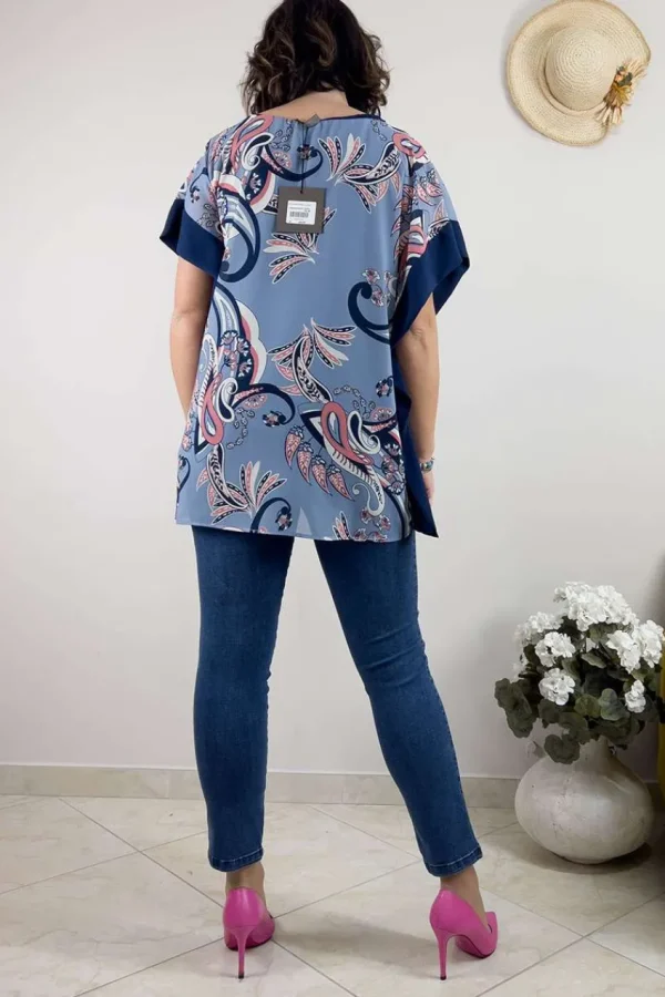 Jiveley Blusa caftano paisley taglie comode Hot