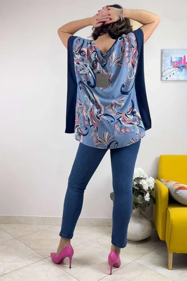 Jiveley Blusa caftano paisley taglie comode Hot