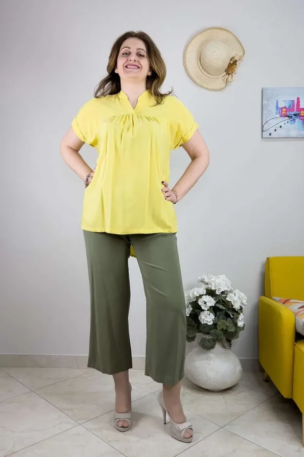 Jiveley Blusa con bottoncini e arriccio taglie comode Clearance