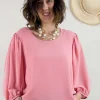 Talissa Mode Blusa con maniche trasparenti taglie comode Outlet