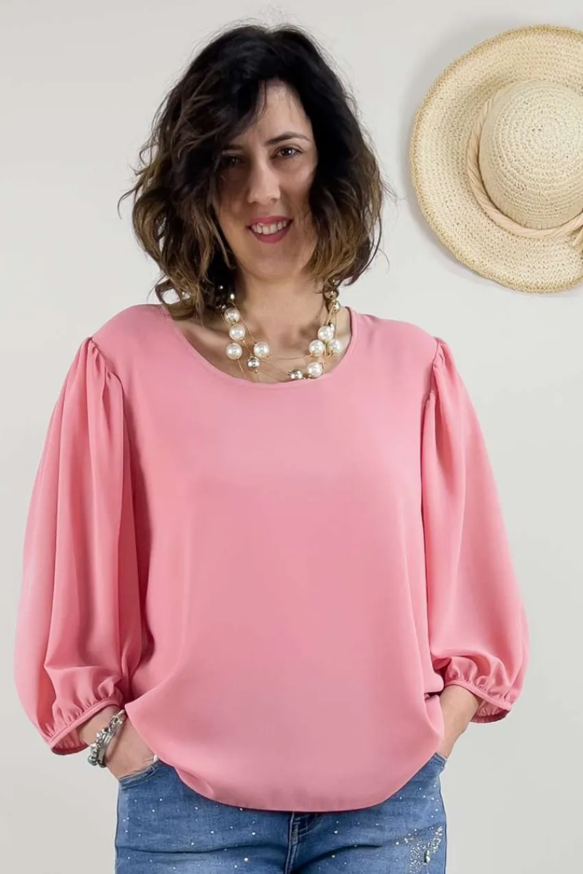 blusa_con_maniche_traspar_0.webp Talissa Mode Blusa con maniche trasparenti taglie comode Outlet