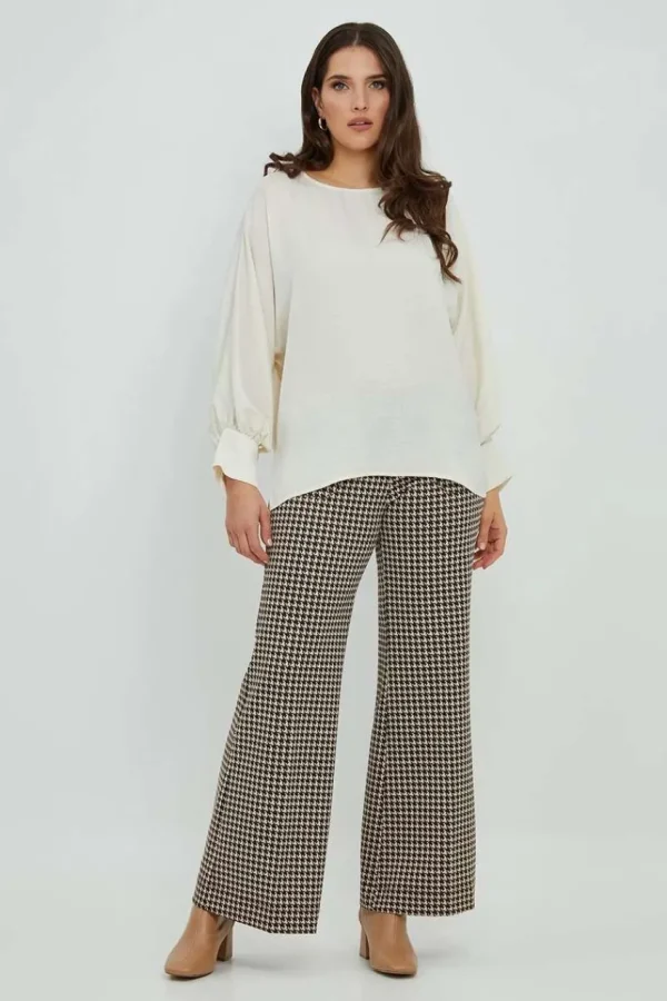 Mat Fashion Blusa con polsini e scollo a U taglie comode Discount