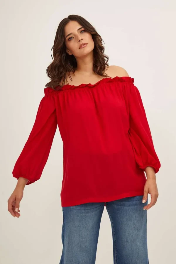 Mat Fashion Blusa con scollo a barca taglie comode Discount