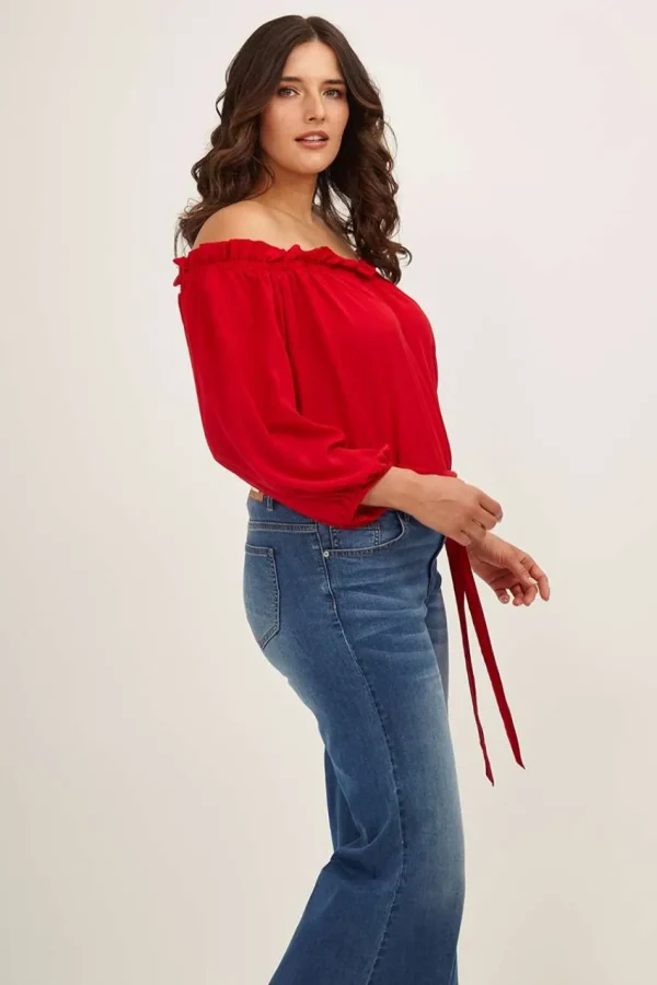 Mat Fashion Blusa con scollo a barca taglie comode Discount
