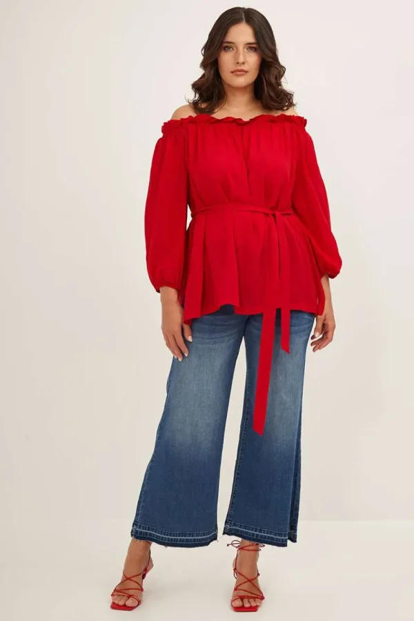 Mat Fashion Blusa con scollo a barca taglie comode Discount