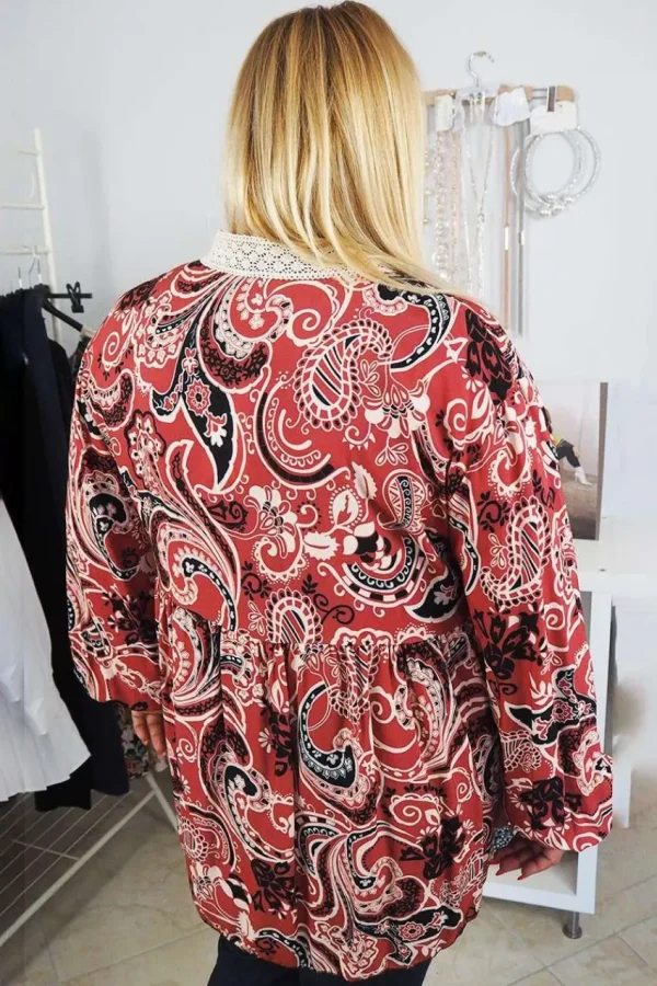 Donna Curvy Blusa con stampa cashmere taglie comode Clearance